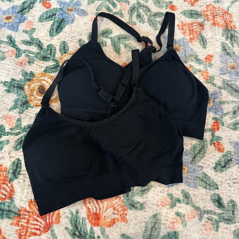 Seamless Black Nursing Bra Set of 2